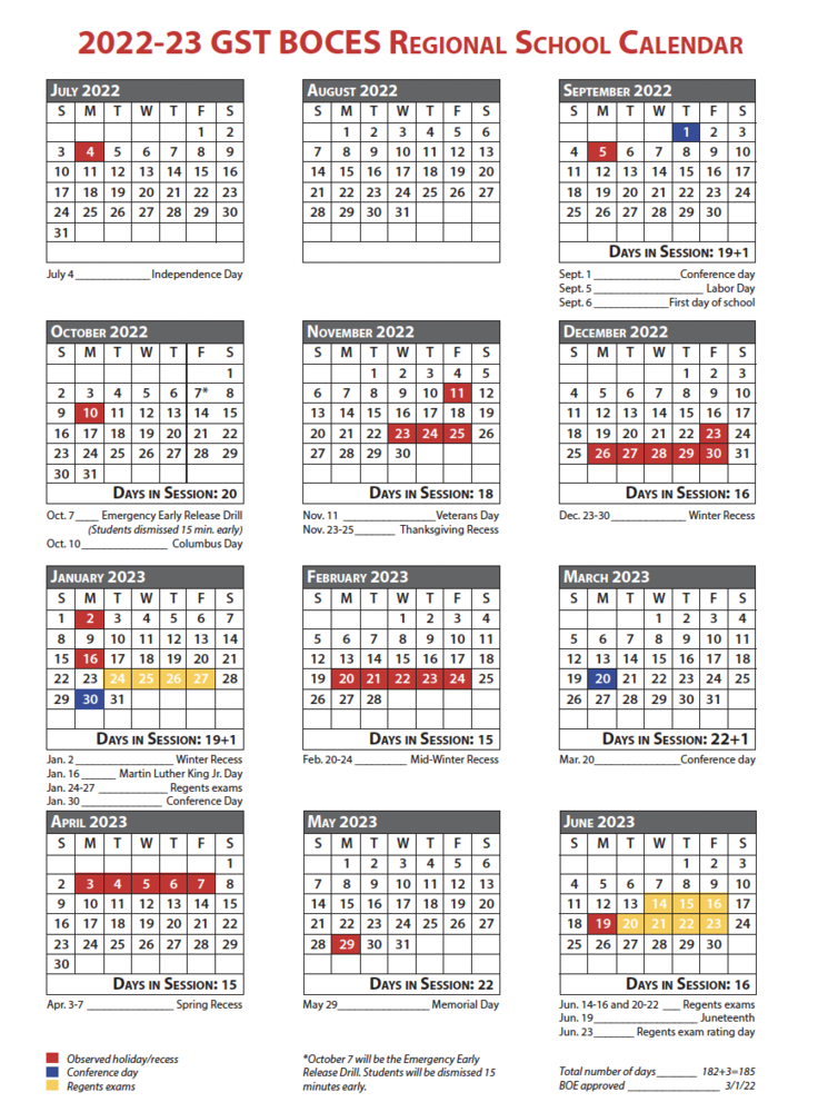 GST Regional Calendar